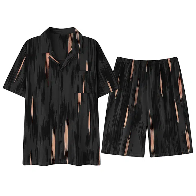 好福份 条纹薄款舒适简约风休闲家居服睡衣套装 男款