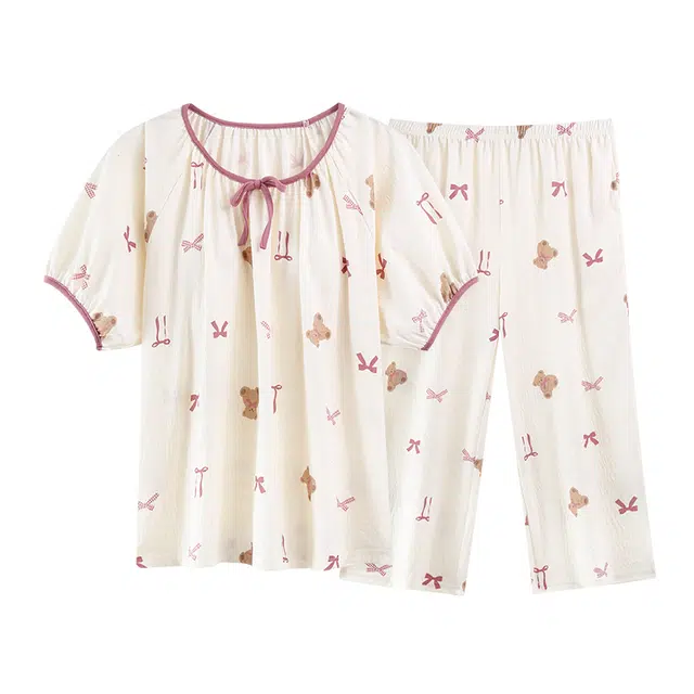 好福份 带胸垫可爱韩版透气柔软家居服睡衣套装 女款