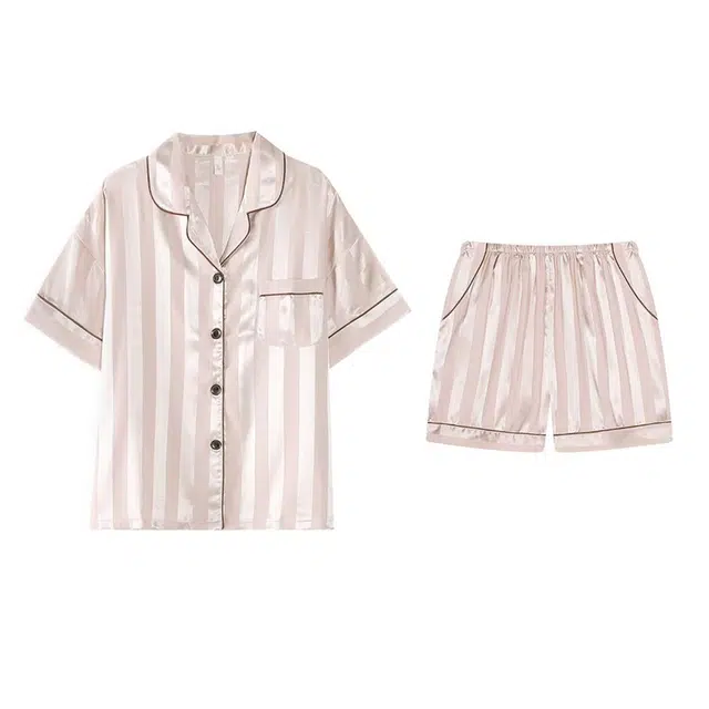 好福份 薄款条纹简约风舒适休闲家居服睡衣套装 女款