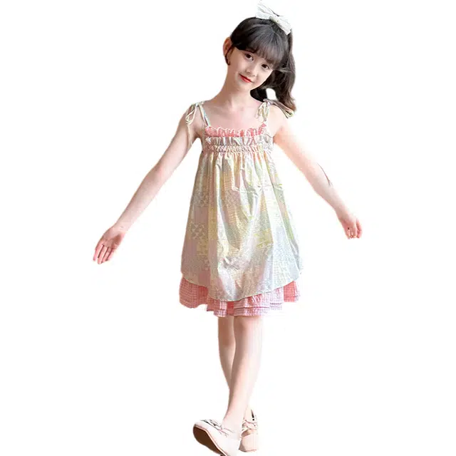 雅鹿连衣裙 百搭潮流洋气亲肤个性时髦无袖 图片色 中小童