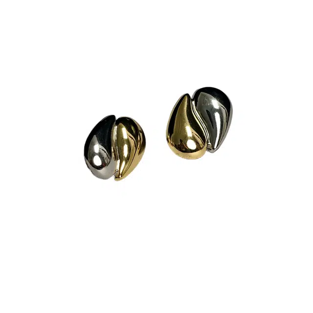 彤彤兔 欧美风简约撞色水滴光面豆子 合金 耳环 女款