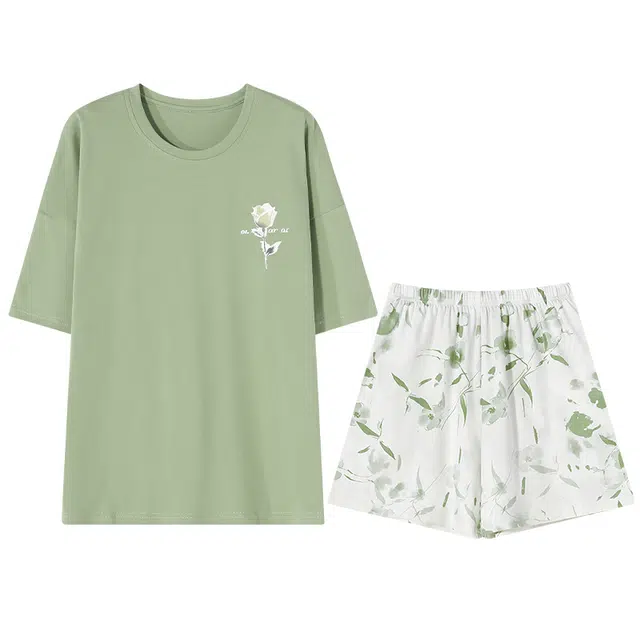 怀尔蔚 可外穿短袖短裤舒适薄款家居服睡衣套装 女款