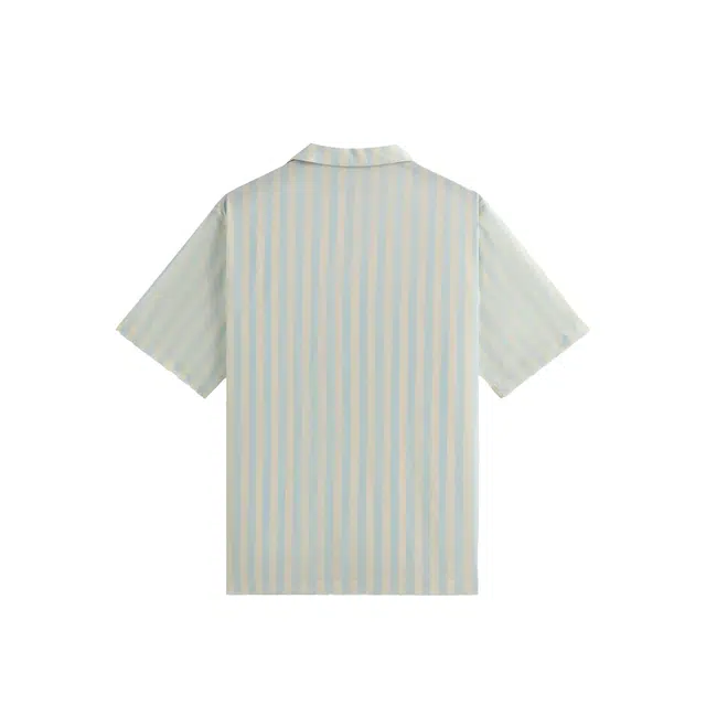 KITH SS25 Striped Thompson Camp Collar Logo