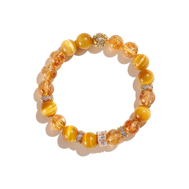 聆听花开 新中式爱心幸运珠 高级感百搭恋爱系列小众设计感不撞款 虎眼石 手串 男女同款情侣款