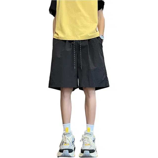 单爵 冰丝垂感薄款高级感裤子经典百搭潮流直筒裤夏季休闲短裤 男女同款