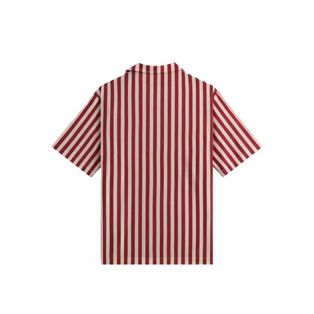 KITH SS25 Striped Thompson Camp Collar Logo