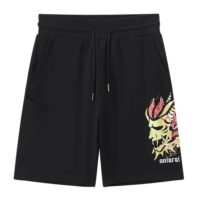 鬼洗 经典口袋羽化鬼头刺绣休闲短裤 男款