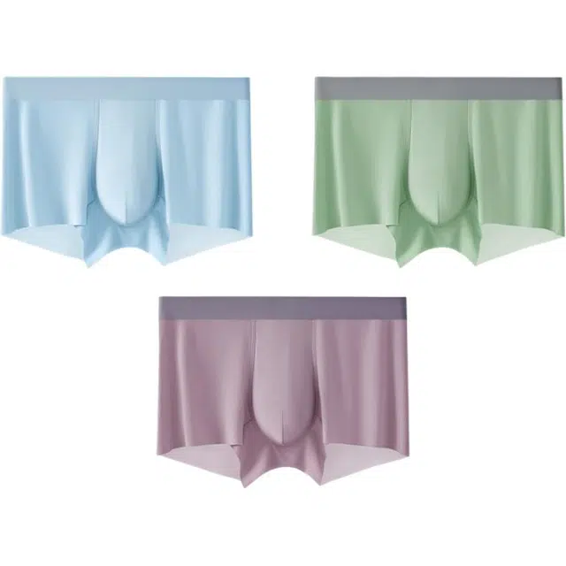 潞优野 冰丝透气四角凉感抑菌平角内裤 男款 组合装