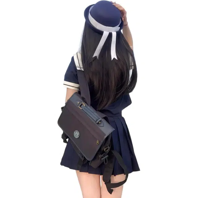 沐晓欣 制服夏服日系水手学院风水手装短袖衬衫百褶裙两件裙装套装 女款