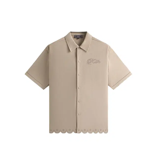 KITH SS25 Isaac Microsuede Buttondown Logo
