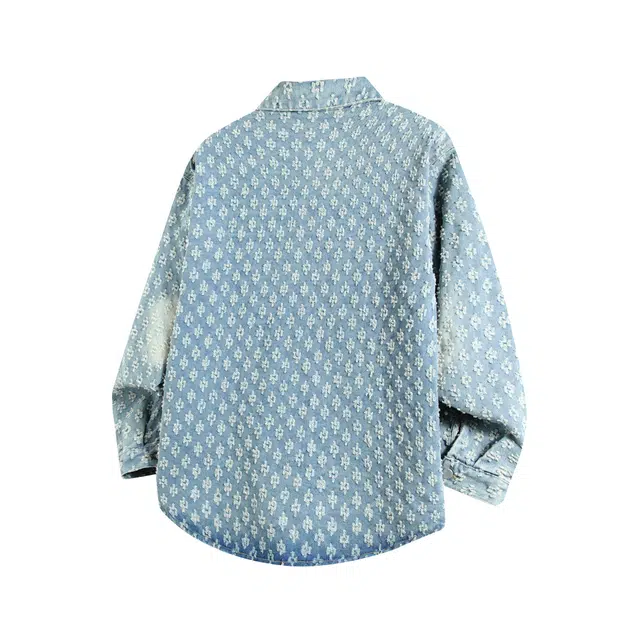 寻星记 美式复古提花宽松春秋季夹克 高级感痞帅休闲大口袋百搭牛仔外套 男女同款