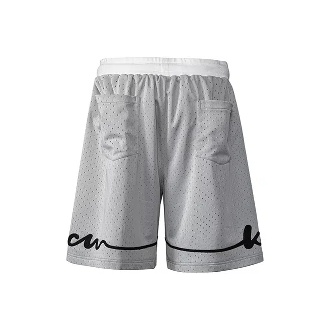 欧路得 户外字母刺绣网眼轻薄透气运动宽松阔腿夏季五分裤休闲短裤 男款