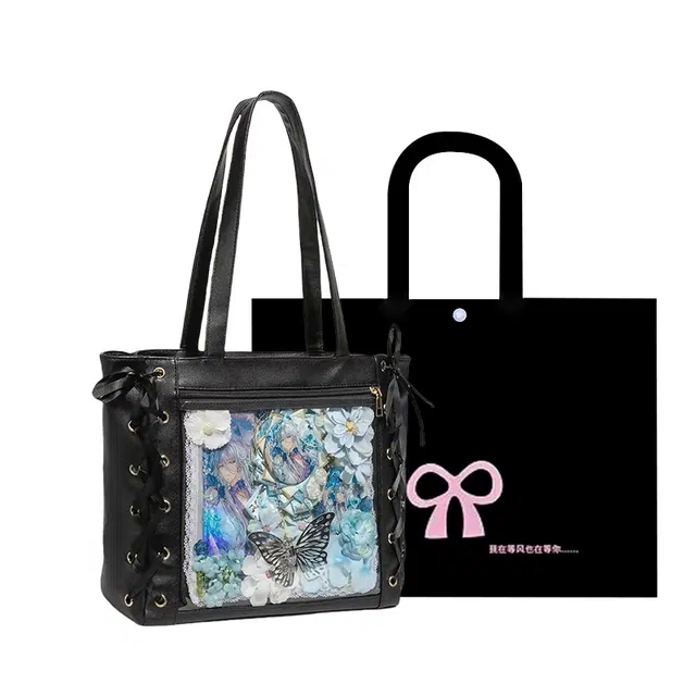 日系丝带痛包丝带蝴蝶结可爱手提包大容量吧唧谷子单肩包