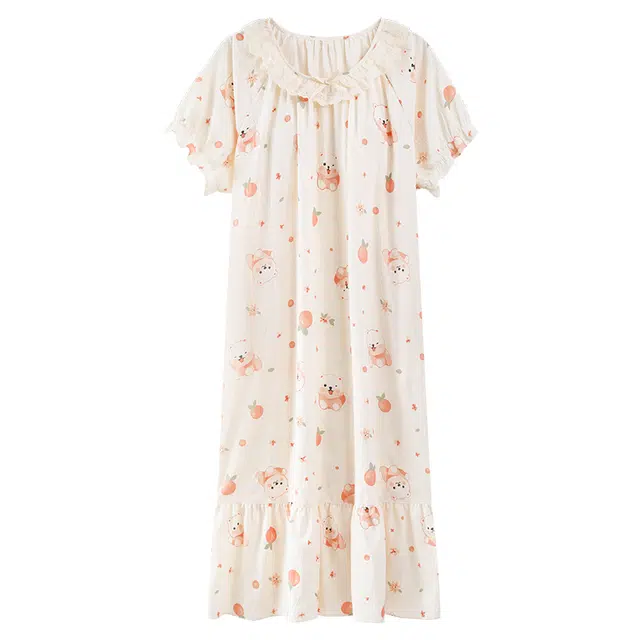 好福份 带胸垫短袖甜美时尚透气简洁家居服睡裙 女款