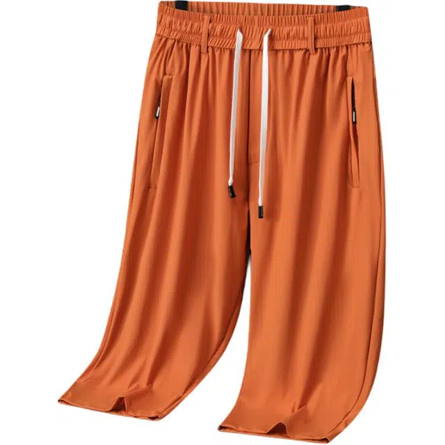 木清清 户外运动 冰丝 宽松 薄款 速干大码 弹力 松紧中腰 直筒七分休闲短裤 女款