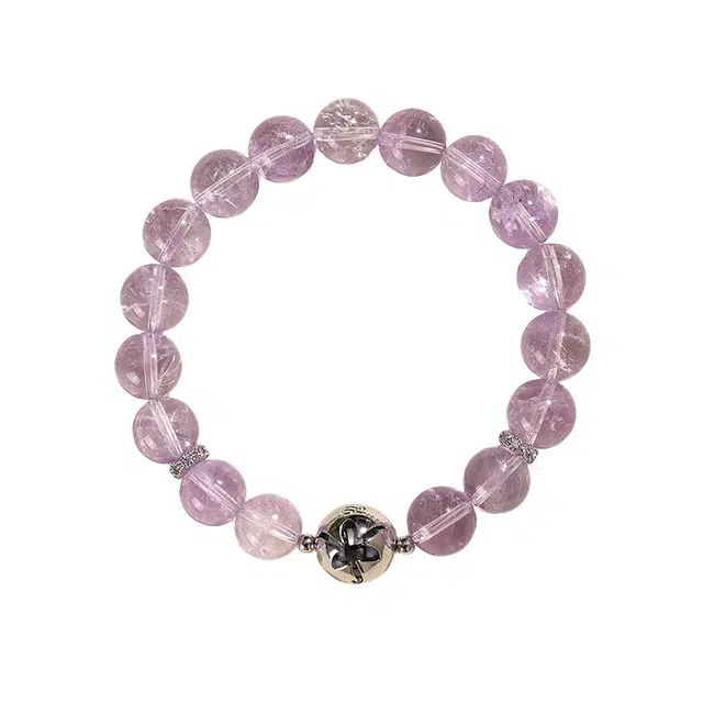 周百福 超仙甜美薰衣草碎冰紫 九紫离火新中式国潮小众设计百搭梦幻紫 招财转运紫气东来好运天然 紫水晶 手串 女款