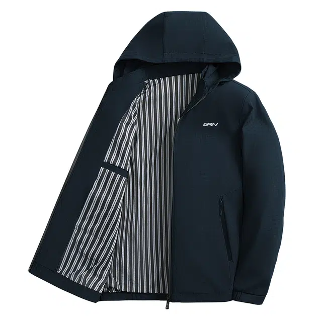 贵人鸟 商务系列 简约纯色百搭字母印花格纹内里中年爸爸装连帽夹克外套 男款