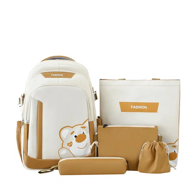 南潇湘 小清新休闲高颜值韩版背包初中生高中生大学生上课百搭书包 帆布 组合装 男女同款情侣款 卡其色/湖蓝色/紫色/红色/黑色