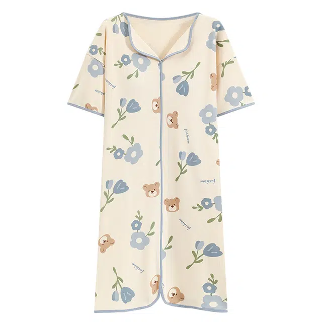 好福份 带胸垫短袖休闲亲肤气质家居服睡裙 女款