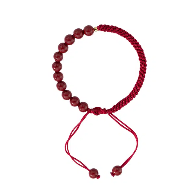 聆听花开 新中式朱事顺利 平安喜乐转运珠好运本命年红绳 朱砂 手串 男女同款情侣款