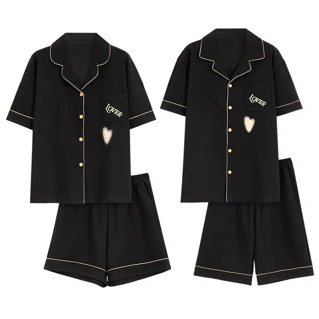 好福份 时尚潮流百搭简约家居服短袖五分裤睡衣套装 男女同款