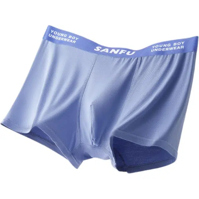 三福 大红色抗菌纯棉字母/数字/文字简约平角裤中腰内裤 男款