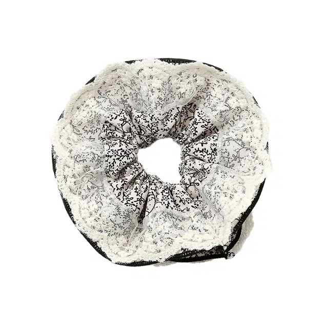 如花梦 蕾丝碎花双层大肠发圈女高级感扎头发绳超大头花 布艺 头绳 女款