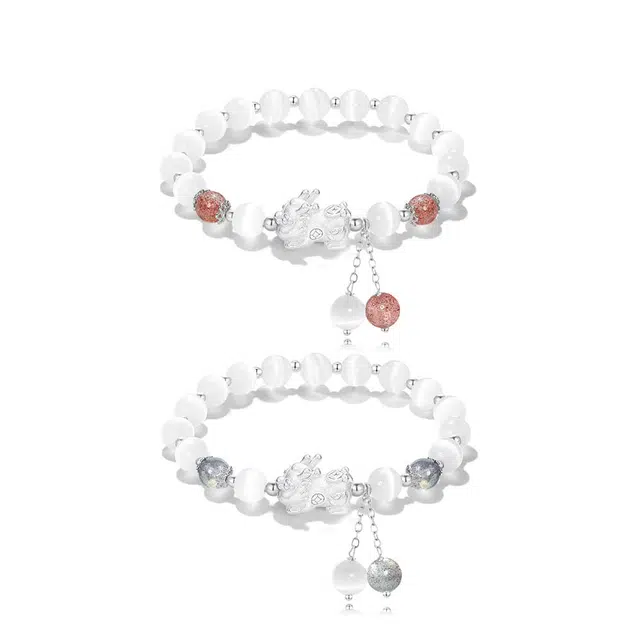 【S999足银|甄选高品质】 金师傅 貔貅流苏 招财纳福时来运转 财运亨通新中式国潮气质百搭小众高级#好运 玻璃猫眼 手串 男女同款情侣款