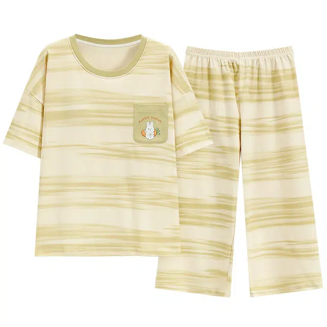 好福份 带胸垫舒适亲肤家居服夏季睡衣套装 女款