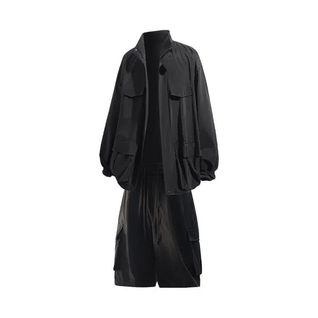 煦加 轻薄凉感宽松户外防紫外线防晒美式机能登山大口袋休闲运动套装 男女同款