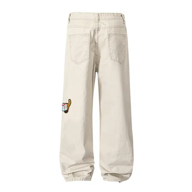 顶峰保罗 美式腊肠小狗刺绣直筒阔腿长裤百搭宽松重磅情侣潮牌凉感透气设计感显瘦显高休闲裤 男女同款