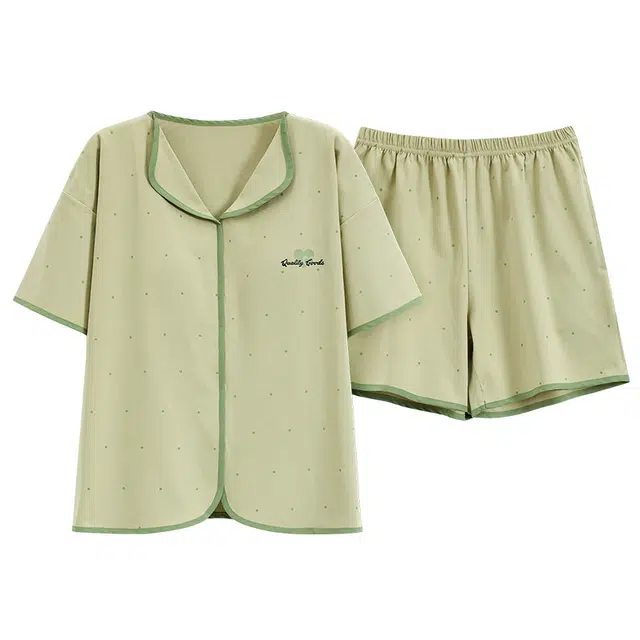好福份 带胸垫时尚清新亲肤家居服短袖三分裤夏季睡衣套装 女款