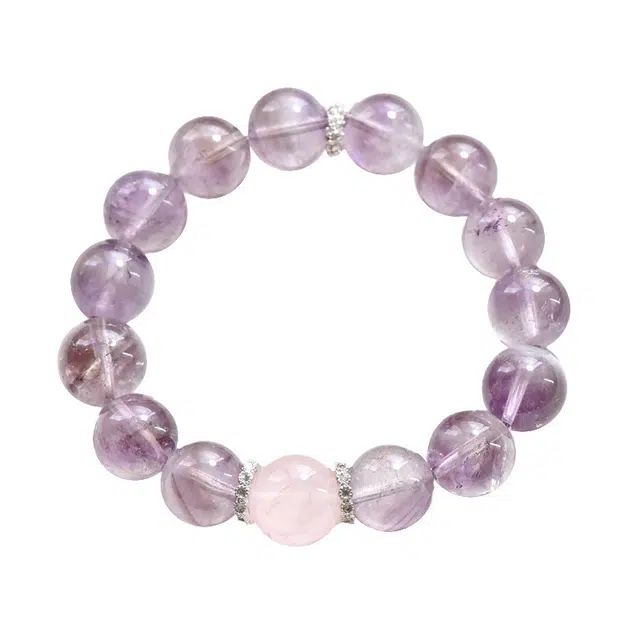 【紫气东来】 周百福 浅紫薰衣草紫兔毛多巴胺 九紫离火正能量磁场 温柔增自信 新中式设计高气质款#好运天然 紫水晶 手串 女款