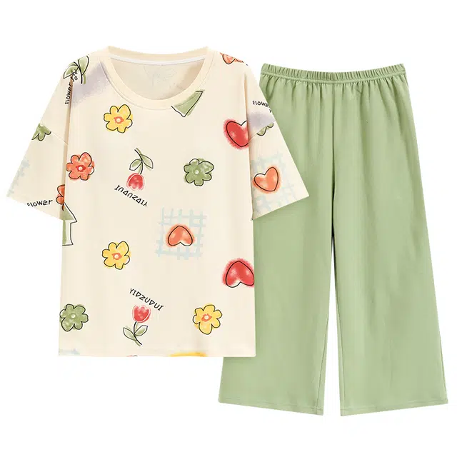 好福份 带胸垫花卉满印舒适清新家居服睡衣套装 女款