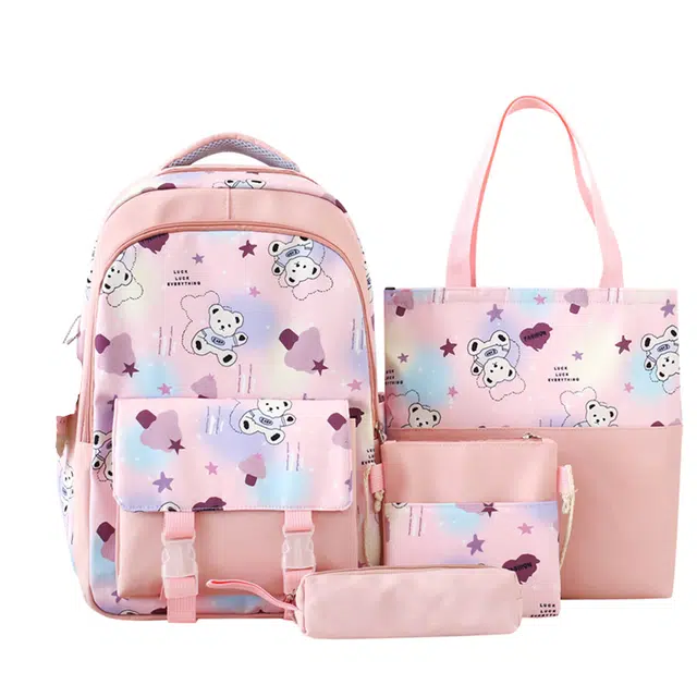 南潇湘 小清新休闲高颜值韩版背包初中生高中生大学生上课百搭书包 尼龙布 组合装 男女同款情侣款 粉红色/蓝色/绿色/紫色/黑色