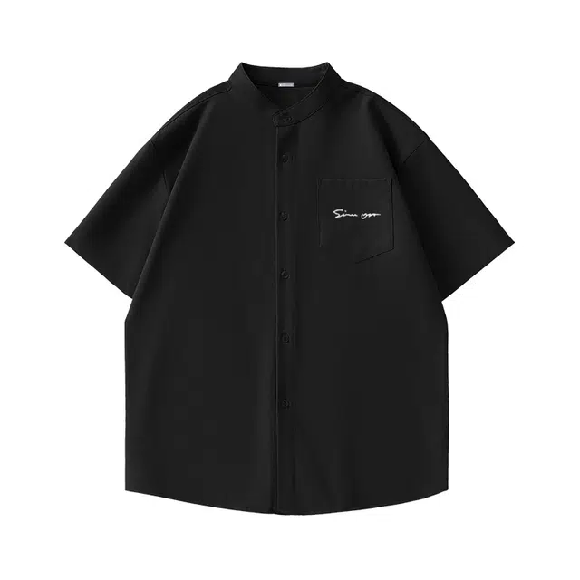 红豆 日系慵懒风高级感亨利领仿麻短袖衬衣外套宽松阔版轻薄透气上衣小众设计感休闲通勤户外出游耐磨立领半袖衬衫 男女同款