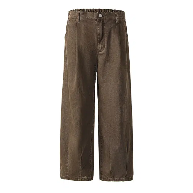 欧路得 日系褶皱九分裤子男夏季潮牌复古直筒休闲长裤高级感百搭阔腿裤牛仔裤 男款