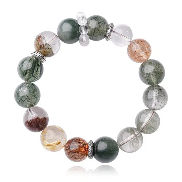 谧月珠宝 旺事业财运爆棚 招财转运能量石 新中式小众高级感串珠 净化磁场水逆退散有成好运天然 绿幽灵 手串 男女同款情侣款