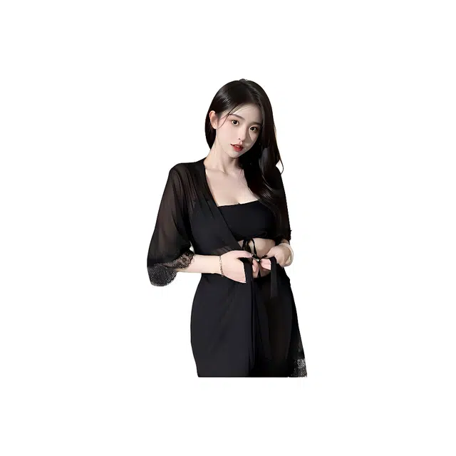 崇朵  情趣吊带蕾丝镂空吊带睡裙 大码性感免脱诱惑高级感