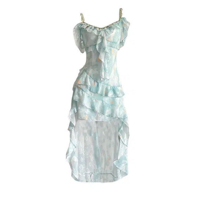 沐晓欣 小清新碎花显瘦辣妹无袖连衣裙 女款