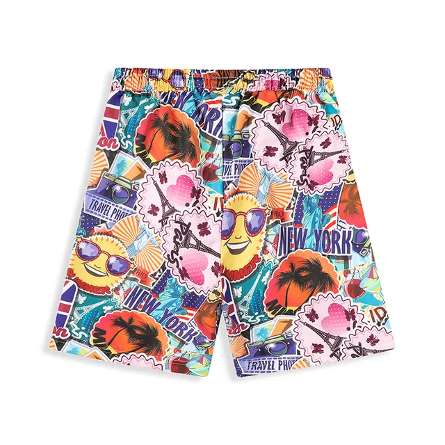 大白鲨 品牌高端印花凉感五分裤子青少年直筒沙滩休闲短裤 男女同款