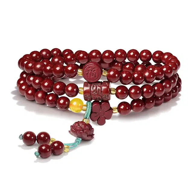 【灵隐流通处锦鲤上上签系列】 周帝王 福牌转运珠新中式国潮多圈叠戴爱情上岸莲花 繁花似锦 福禄吉祥好运 紫檀属 手串 男女同款情侣款