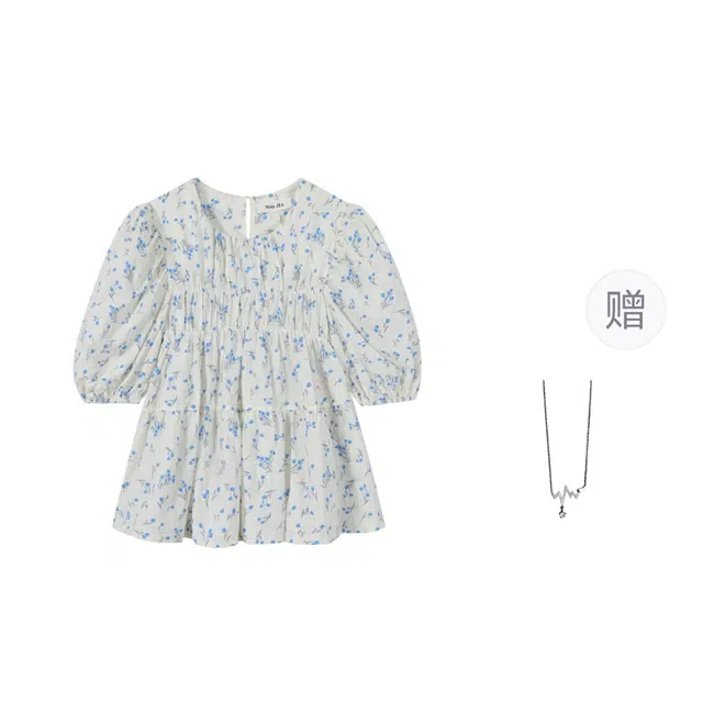 识恩 圆领泡泡袖时尚小衫高级感宽松显瘦短袖衬衫 女款