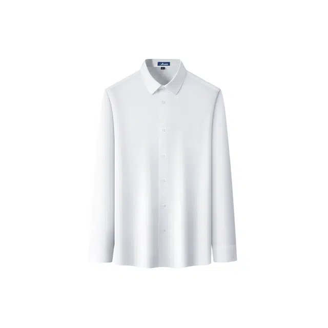 富铤 舒适触感亲肤吸汗透气纯色经典百搭商务通勤休闲纽扣长袖衬衫 男款