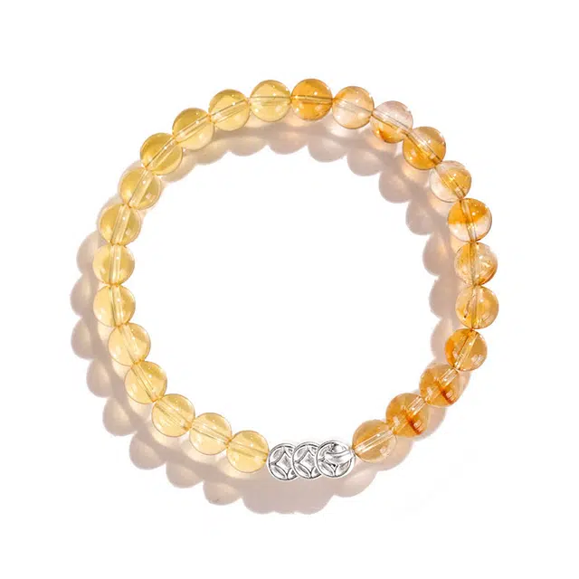 【S925银|甄选高品质】 金师傅 钱币串珠 招财纳福时来运转 财运亨通新中式国潮气质百搭小众高级#好运天然 黄水晶 手串 男女同款情侣款