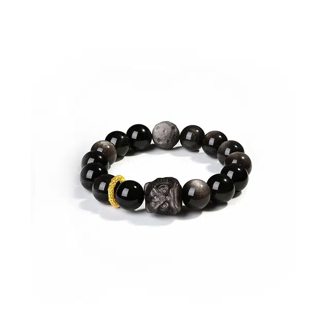 雅谷 新中式祥云瑞兽醒狮貔貅 时来运转 招财转运 八方来财  小众百搭高级天然 玻璃猫眼 手串 男女同款情侣款