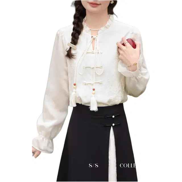 鹿向南 通勤舒适简约长袖衬衫 女款 杏色