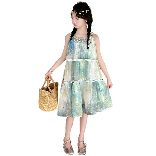 雅鹿连衣裙 时尚透气甜美个性无袖 图片色 儿童款