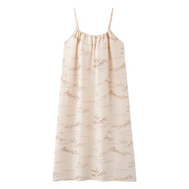 俏佳人 休闲慵懒舒适带胸垫透气吊带家居服柔软亲肤无袖睡裙 女款