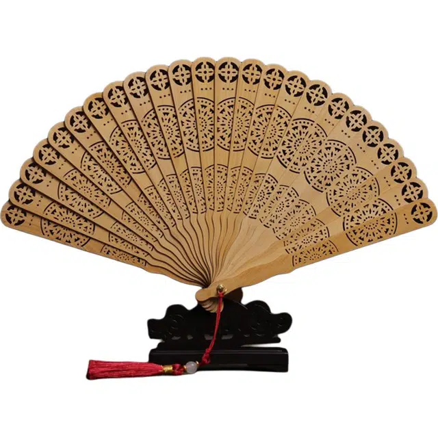 得笙陌 向日葵（苏扇）国潮古典风女神手持扇高级优雅文艺范扇 崖柏 木作扇子 男女同款情侣款